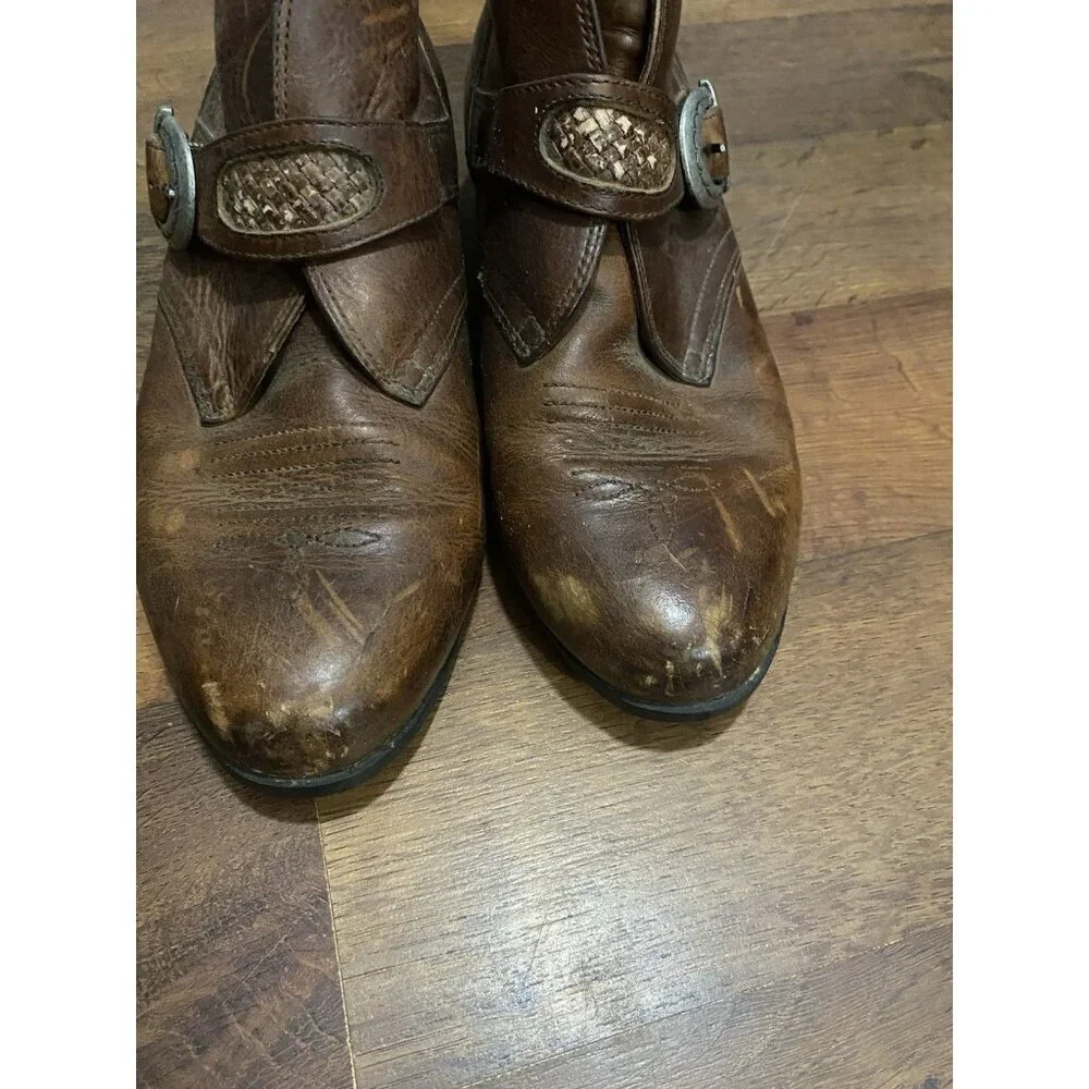 Ariat Brown Distressed Soft Leather Western Ankle Boots Women's Sz 8 - Picture 2 of 5